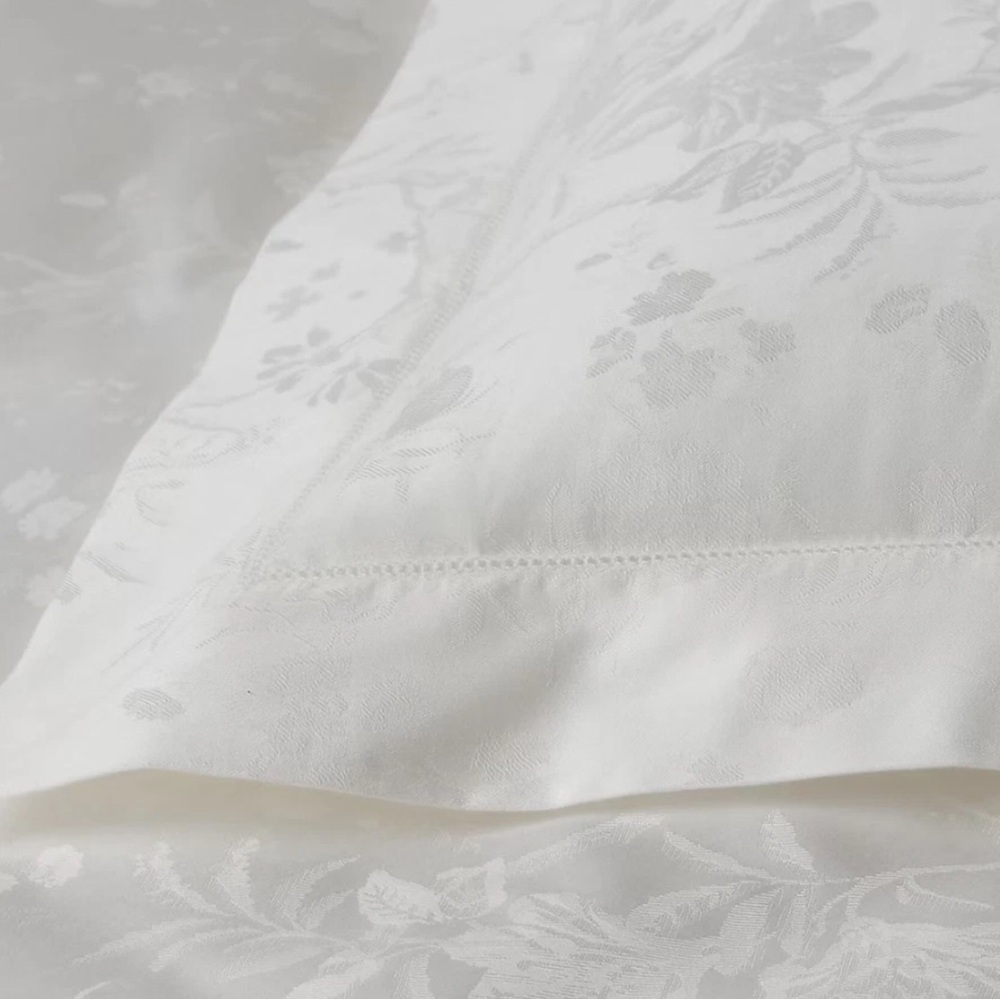 Ralph Lauren Bethany Jacquard KING Pillowcases BEIGE Floral Organic Cotton 2PC